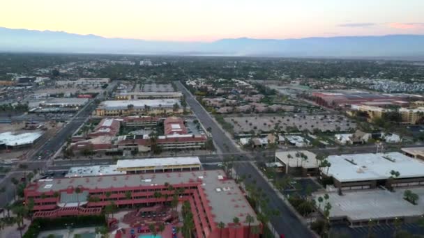 Veduta Aerea Palm Springs City Del Deserto Sonoro California Tramonto — Video Stock