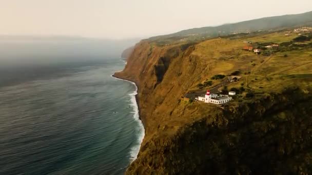 Farol Ponta Pargo Fyr Ponta Pargo Madeira Portugal Flygdrönarskott — Stockvideo