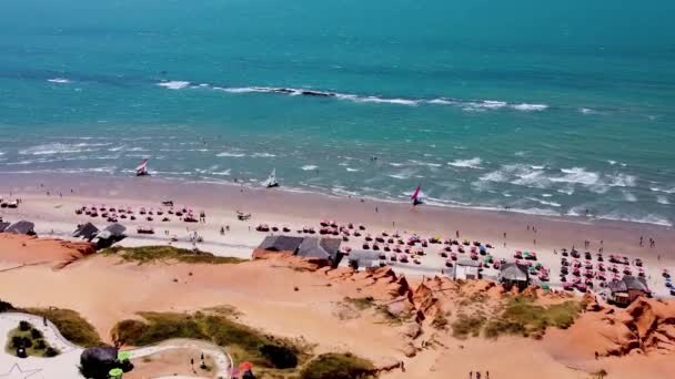 Brazilia Nord Est Plaja Canoa Quebrada Dune Nisip Peisaj Deșert — Videoclip de stoc