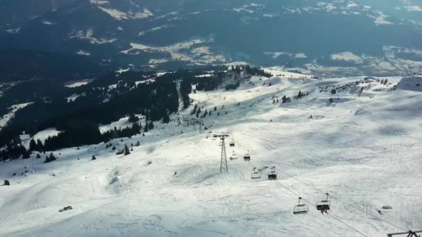 Αεροφωτογραφία Του Προεδρικού Ανελκυστήρα Στο Laax Snowpark Ελβετία — Αρχείο Βίντεο