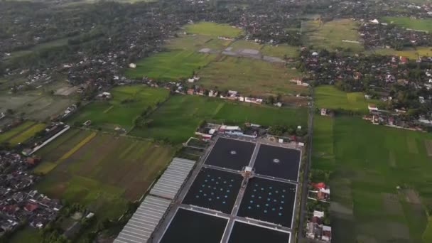 Aerial View Wastewater Treatment Plant Filtration Dirty Water Waste Water — Stockvideo