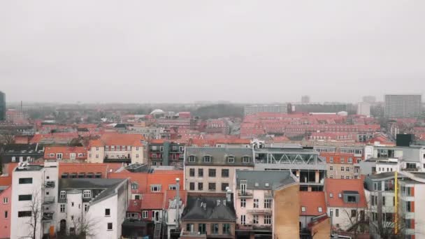 Aarhus Stad Skyline Uitzicht Van Salling Uitzicht Platform Winter Bewolkt — Stockvideo