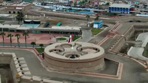 Queen Tower Real Felipe Fortress Historical Landmark Peru Zoom — стоковое видео