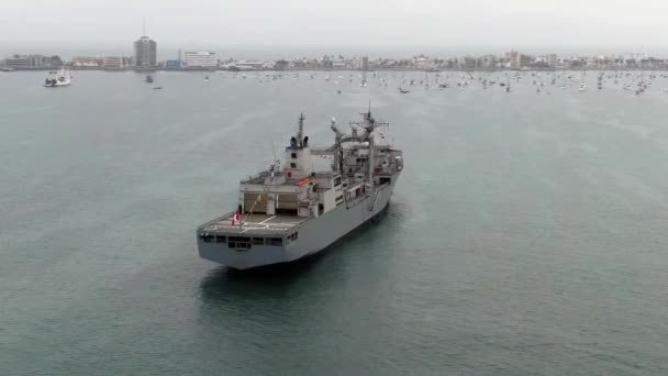 Bap Tacna Arl 158 Naval Ensign Waving Wind Navy Ship — Stockvideo