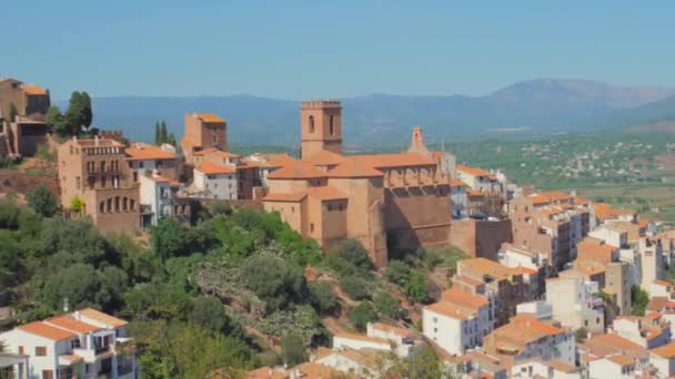 Vue Aérienne Ralenti Magnifique Historique Village Vilafames Castellon Espagne Panoramique — Video