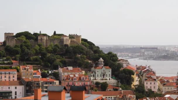 Старый Город Порту Облачный День Португалии Широкий Снимок — стоковое видео