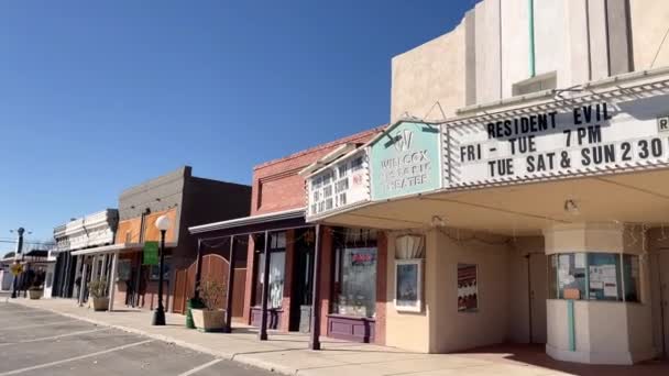 Teatro Histórico Willcox Arizona Panorámica Tiro — Vídeo de stock