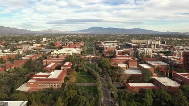 University Tucson Campus Aerial Drone Shot Backwards — Stock Video