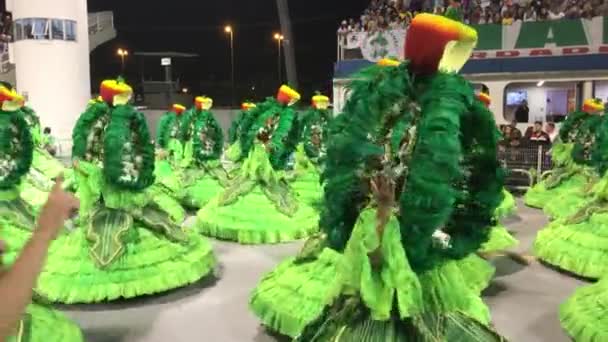 Les Gens Regardent Affichage Vibrant Chars Spectacles Premier Jour Carnaval — Video