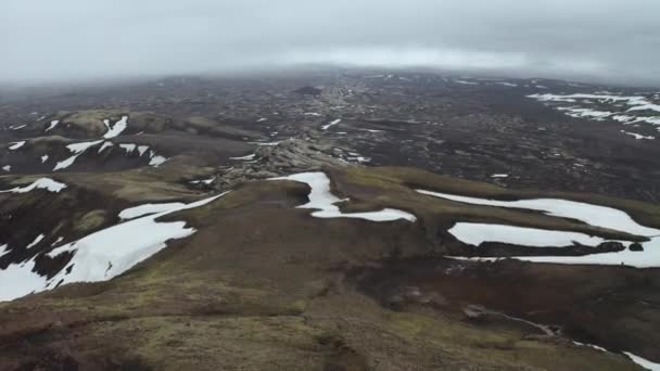 Вид Высоты Птичьего Полета Кратеров Лаки Высокогорье Исландии Антенна — стоковое видео