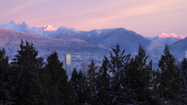 Winterlandschaft North Vancouver Und Schneebedeckte Berge Hintergrund Statisch — Stockvideo