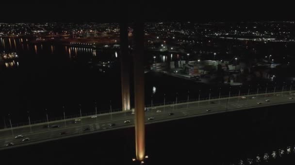 Arial Pont Bolte Dans Docklands Harbour Melbourne Australie Pendant Nuit — Video