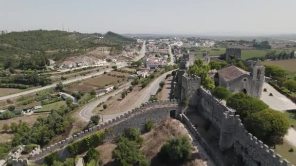 Замок Монтемор Вельо Португалия Летите Над Укрепленными Стенами Башнями Этой — стоковое видео
