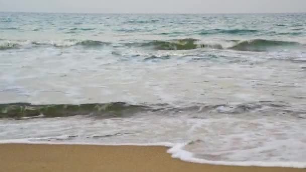 Onde Mare Che Lavano Coste Del Lungomare Vicino Statico — Video Stock