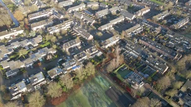 Flygfoto Vacker Holländsk Stad Solig Höstdag — Stockvideo