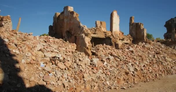 Die Ruinen Von Belchite Aragon Spanien Handschuss — Stockvideo