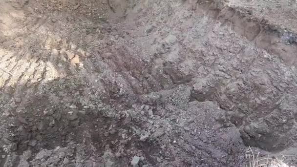 Detailní Záběr Otisků Zubů Kopáckého Kbelíku Sklepě Digger Bucket Marks — Stock video