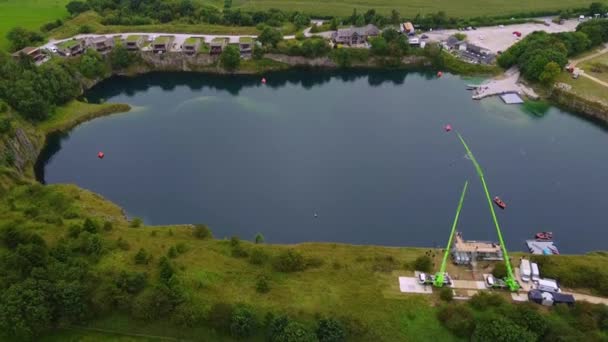 Zdjęcie Lotnicze Odkrytego Centrum Nurkowego Zbiorniku Wodnym Wielkiej Brytanii — Wideo stockowe