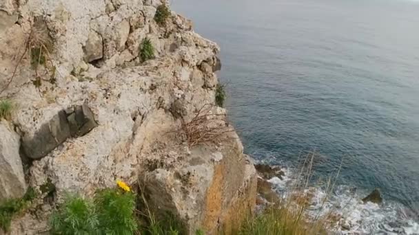 Vista Izquierda Derecha Del Mar Desde Techo Una Antigua Fortaleza — Vídeos de Stock