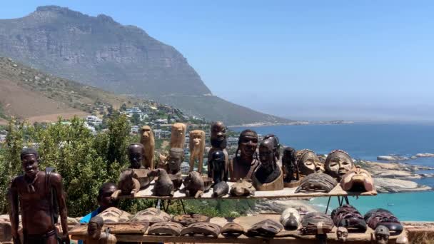 African Flea Market Atlantic Ocean Views Llandudno Beach — Stock Video