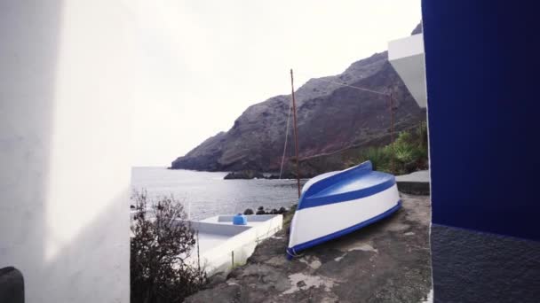 Fora Dos Barcos Pesca Negócios Costa Norte Tenerife Espanha — Vídeo de Stock