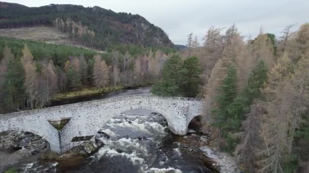 Images Aériennes Drones Envolant Pont Dee Près Braemar Écosse Dessus — Video