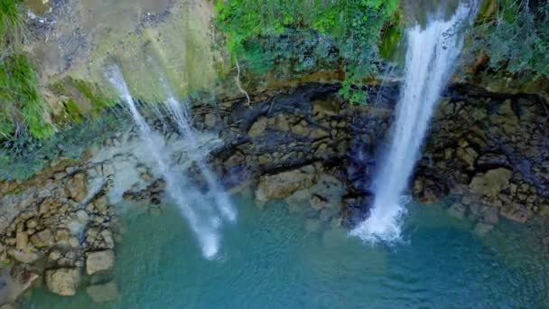 Salto Alto Cascatas Cachoeira Piscina Abaixo Bayaguana Drone — Vídeo de Stock