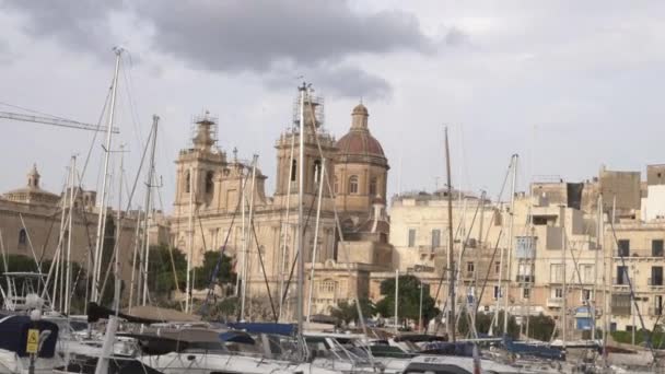 Fort Saint Michael Senglea Malta Bumby Hamn — Stockvideo