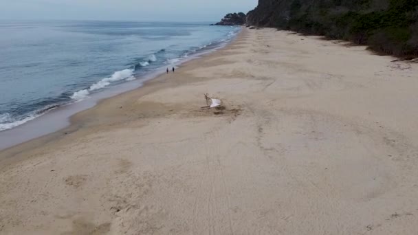 Stigande Luftdrönarklämma Från Playa Malpaso Nayarit Mexiko — Stockvideo