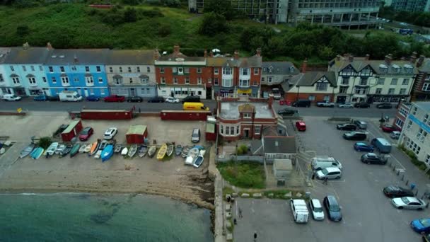 Altmodische Stadtgebäude Der Küste Der Insel Portland England Luftaufnahme — Stockvideo