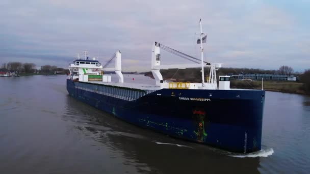 Aéreo Através Estibordo Para Porto Onego Mississippi Navio Navegação Oude — Vídeo de Stock