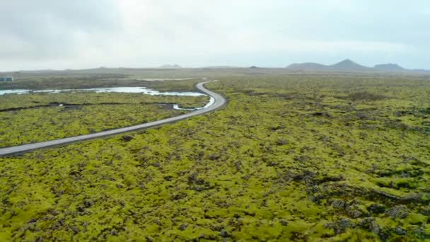 2011 Winding Road Rugged Landscape Going Blue Lagoon Reykjanes Peninsula — 비디오