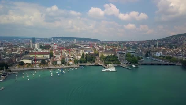 Imágenes Drones Arial Zurich Largo Del Río Limmat Lago Zurich — Vídeos de Stock