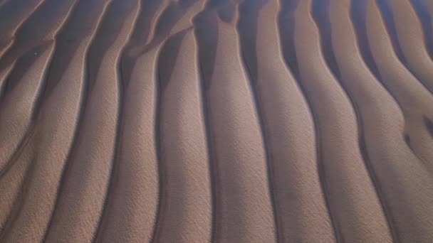 Wave Pattern Sandy Desert Water Overflowing Aerial Drone Shot — Stock Video