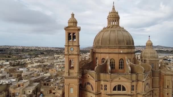 Drone Disparó Paneo Alrededor Del Lado Rotonda Xewkija Gozo Malta — Vídeos de Stock