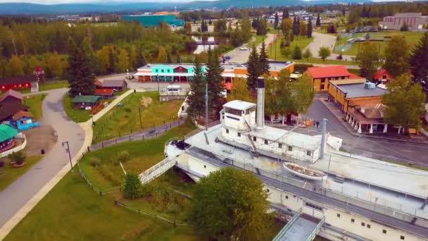 Drone Vidéo Nenana Sternwheeler Riverboat Pioneer Park Fairbanks Pendant Journée — Video