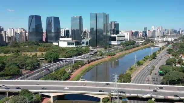 Downtown Sao Paulo Brasilien Byantenner Cityscape Sceneri Vartegn Panorama Landskab – Stock-video