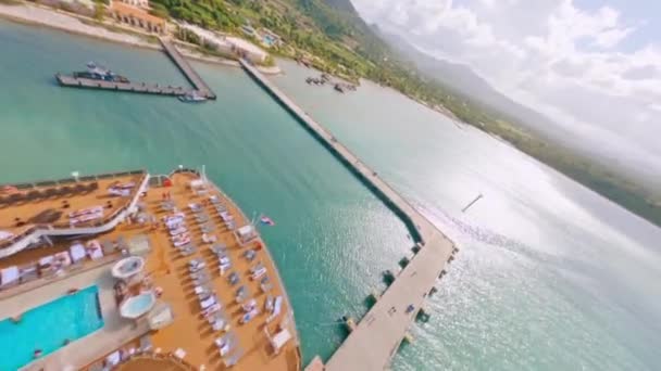 Amber Cove Terminal Cruzeiros Puerto Plata Caribe Voo Drone Fpv — Vídeo de Stock