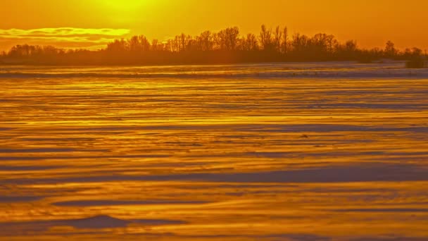 Zeitraffer Bei Nahaufnahme Des Sonnenuntergangs Der Orangefarbenen Gelblichen Ansicht Mit — Stockvideo