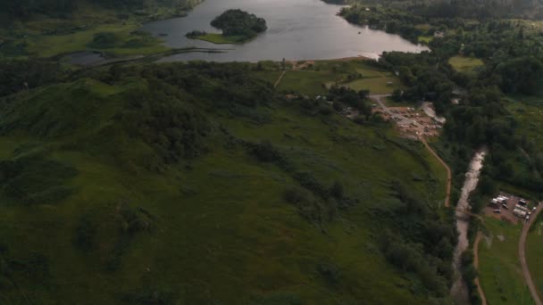 Lake Avslöja Drönare Bilder Skottland — Stockvideo