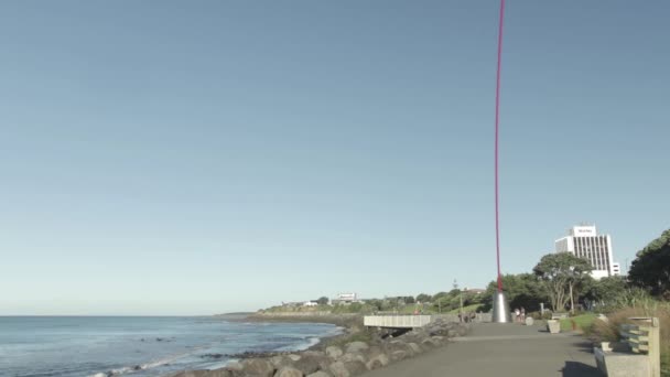 Nová Plymouth Pobřeží Chodník Větrná Hůlka — Stock video