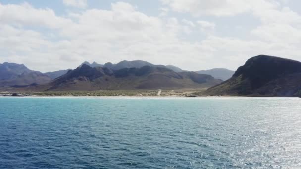 Drone Flies High Tecolote Beach Baja Mexico — Stock Video