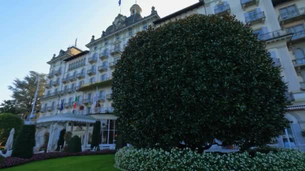 Luxus Grand Hotel Des Iles Borromees Und Rundbusch Stresa Italien — Stockvideo