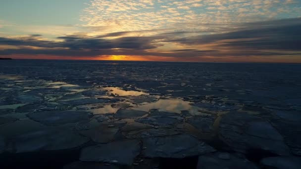 Flyover Aereo Mar Baltico Con Nuoto Ice Floes Sulla Superficie — Video Stock