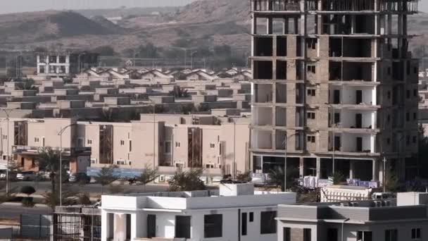 Bostäder Med Halv Byggd Lägenhet Byggnad Bahria Town Karachi Zooma — Stockvideo