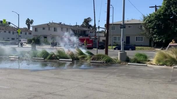 Firefighters Scene Electrical Fire — Stock Video