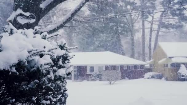 Invertito Rallentatore Neve Che Muove Verso Alto Durante Una Tempesta — Video Stock