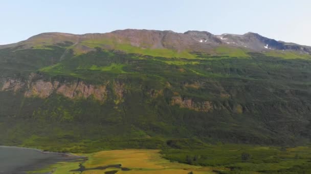 Drone Video Mountain Surounding Port Valdez Valdez Sunny Summer Day — стокове відео