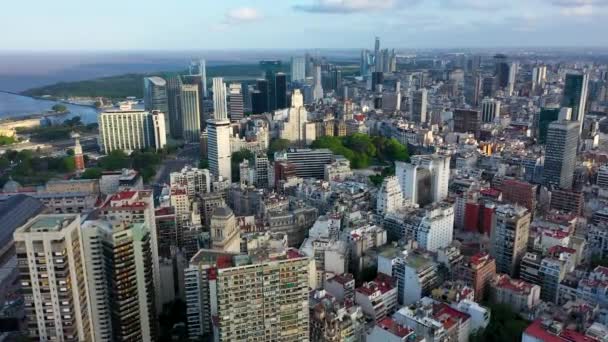 Quartiere Retiro Con Grattacieli Torre Monumentale Buenos Aires Argentina Aerea — Video Stock