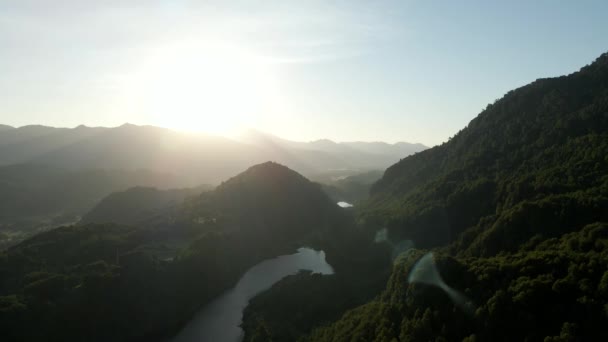 Вид Воздуха Озеро Эль Леон Горами Вокруг Вулкан Villarrica Заднем — стоковое видео